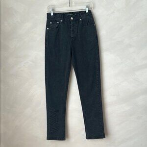 Stolen Girlfriends Club high rise taper black jeans with embossed leg sz XS